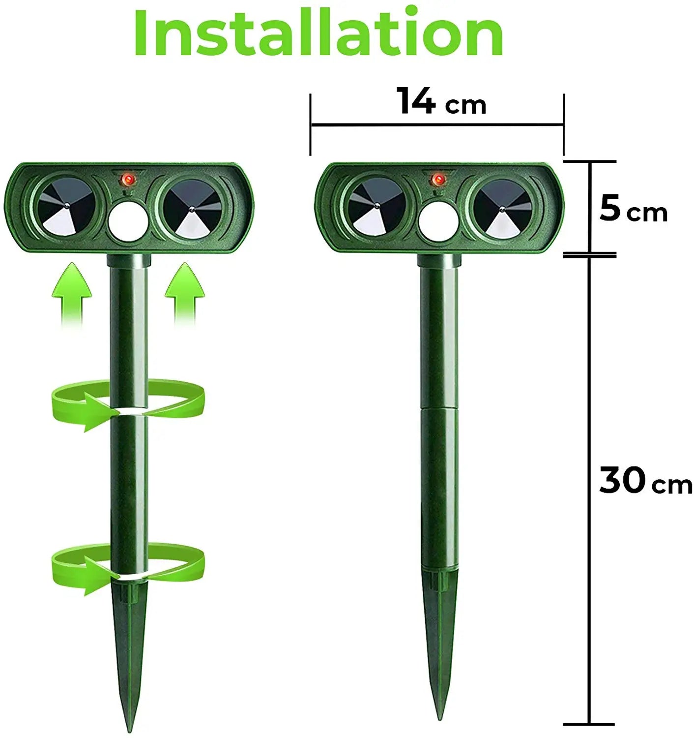 kaufsy | Ultraschall Vogel + Schädling Abwehr Solarbetrieben - Lange Reichweite