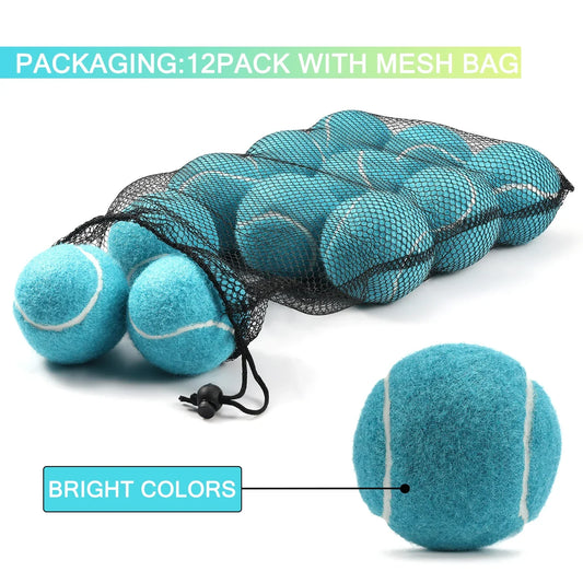 12er Tennisball-Set, hohe Elastizität, Übungsbälle mit Mesh Tasche