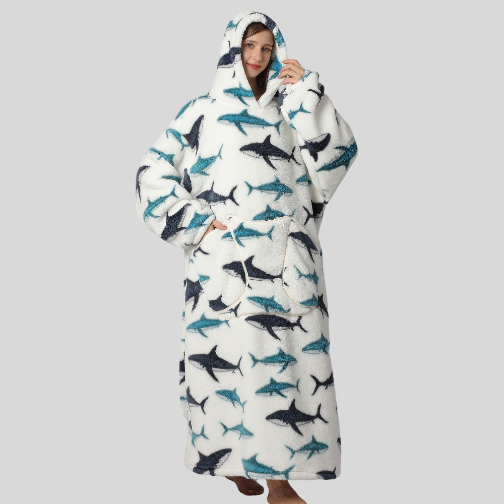 Damen Oversized Hoodie-Decke, warm, gemütlich, Weihnachtsoutfit