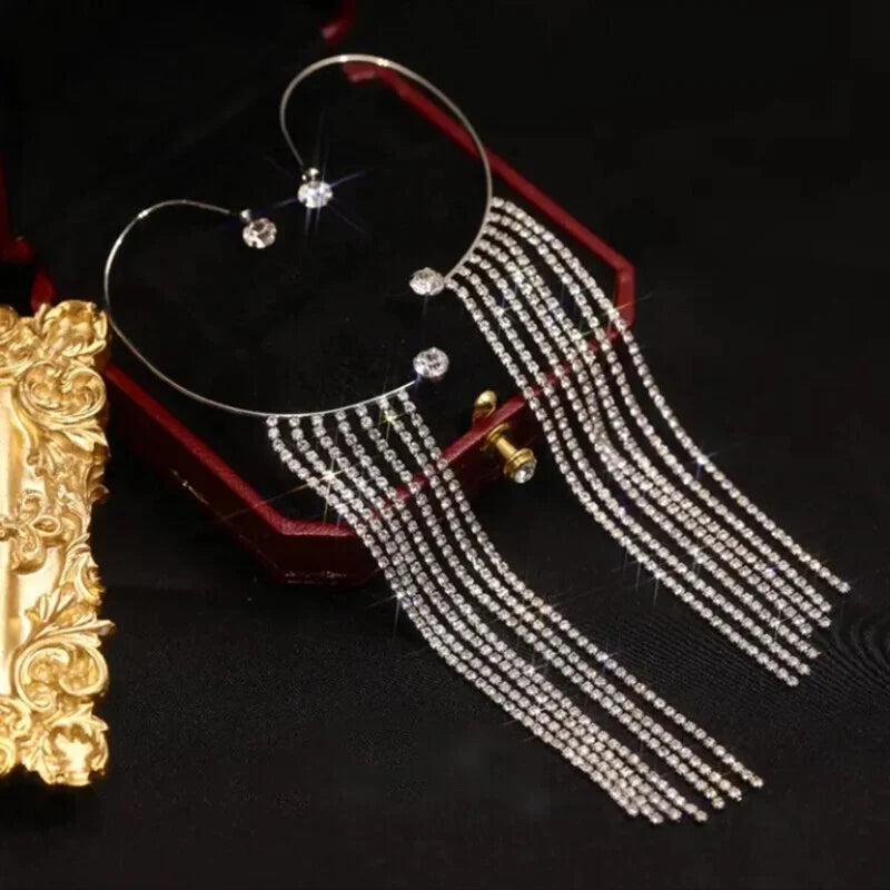 Funkelnde Diamant-Quastenohrringe