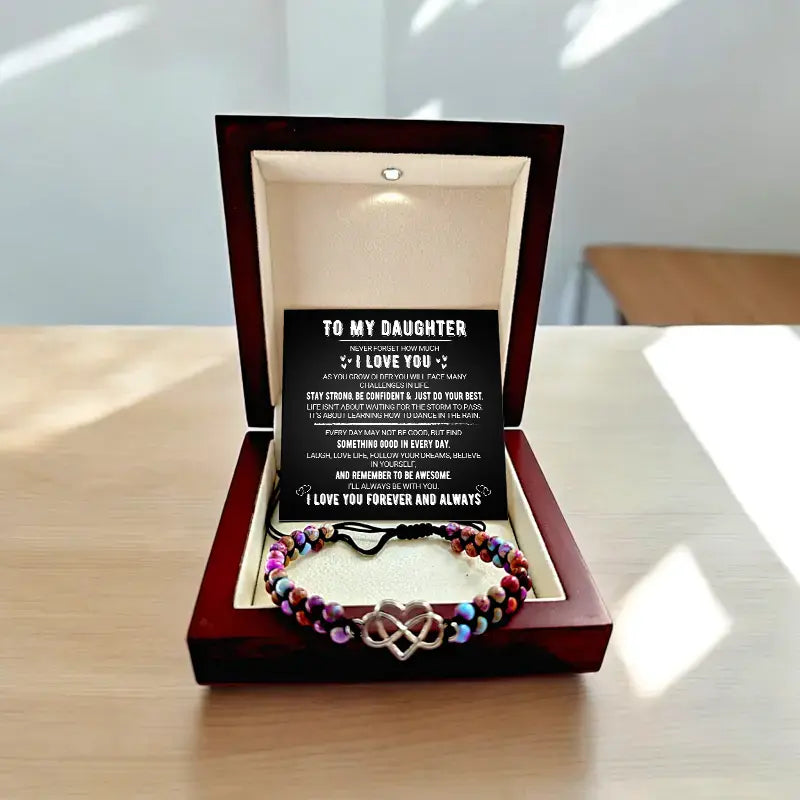 To My Daughter – Love You Forever Halskette – Geschenk für Tochter – Schwarzes Design mit Zirkonia