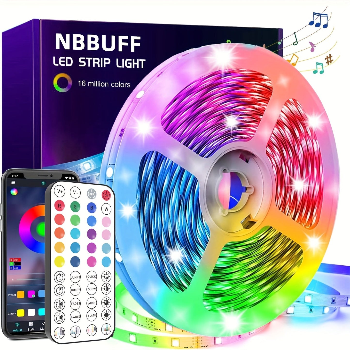 LED Strip Lights, Farbwechsel, Musik-Synchronisation