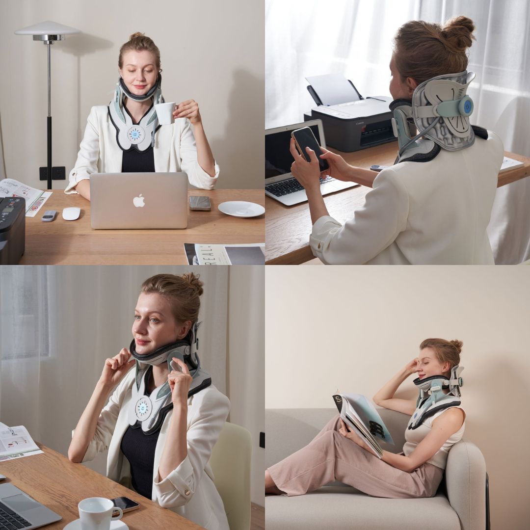 kaufsy | Nackenstrecker zur Schmerzlinderung - Verstellbares zervikales Traktionsgerät Ideal bei Nackenspannung und Unbehagen