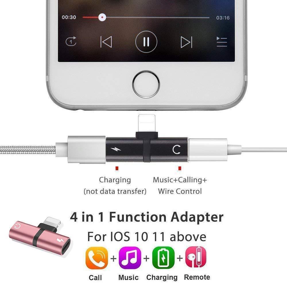 kaufsy | 4 in 1 Earphone Lightning Adapter für iPhone ( 2PCS )