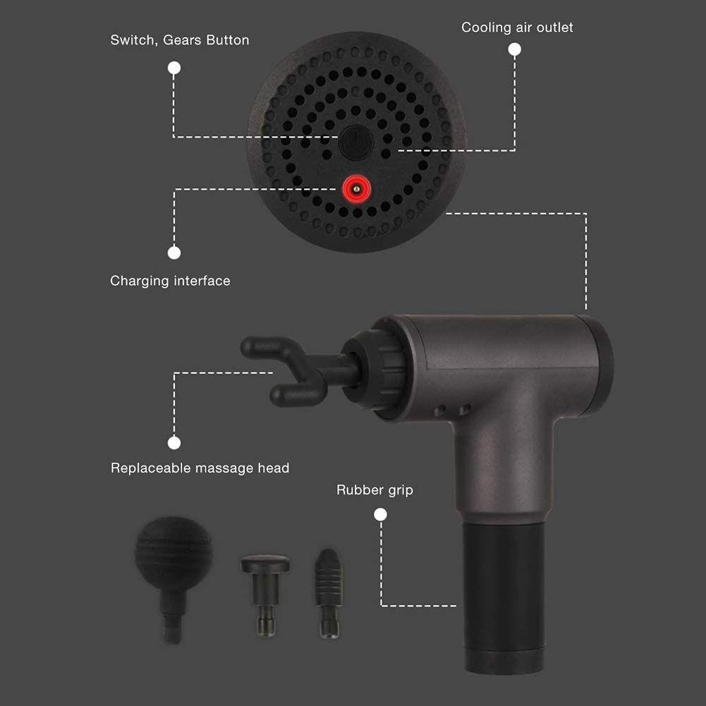 kaufsy | Tiefengewebemassagegerät, Muskelmasseur mit 4 Massageköpfen