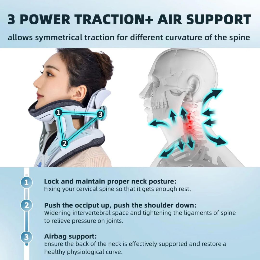 kaufsy | Nackenstrecker zur Schmerzlinderung - Verstellbares zervikales Traktionsgerät Ideal bei Nackenspannung und Unbehagen
