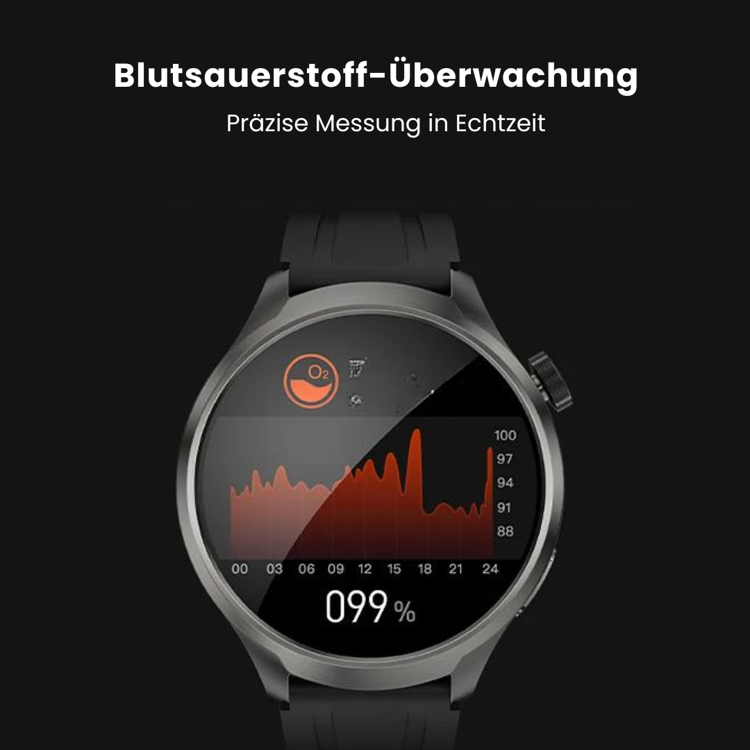 VitalSense Pro X - Gesundheits-Smartwatch mit Lederarmband (2025)