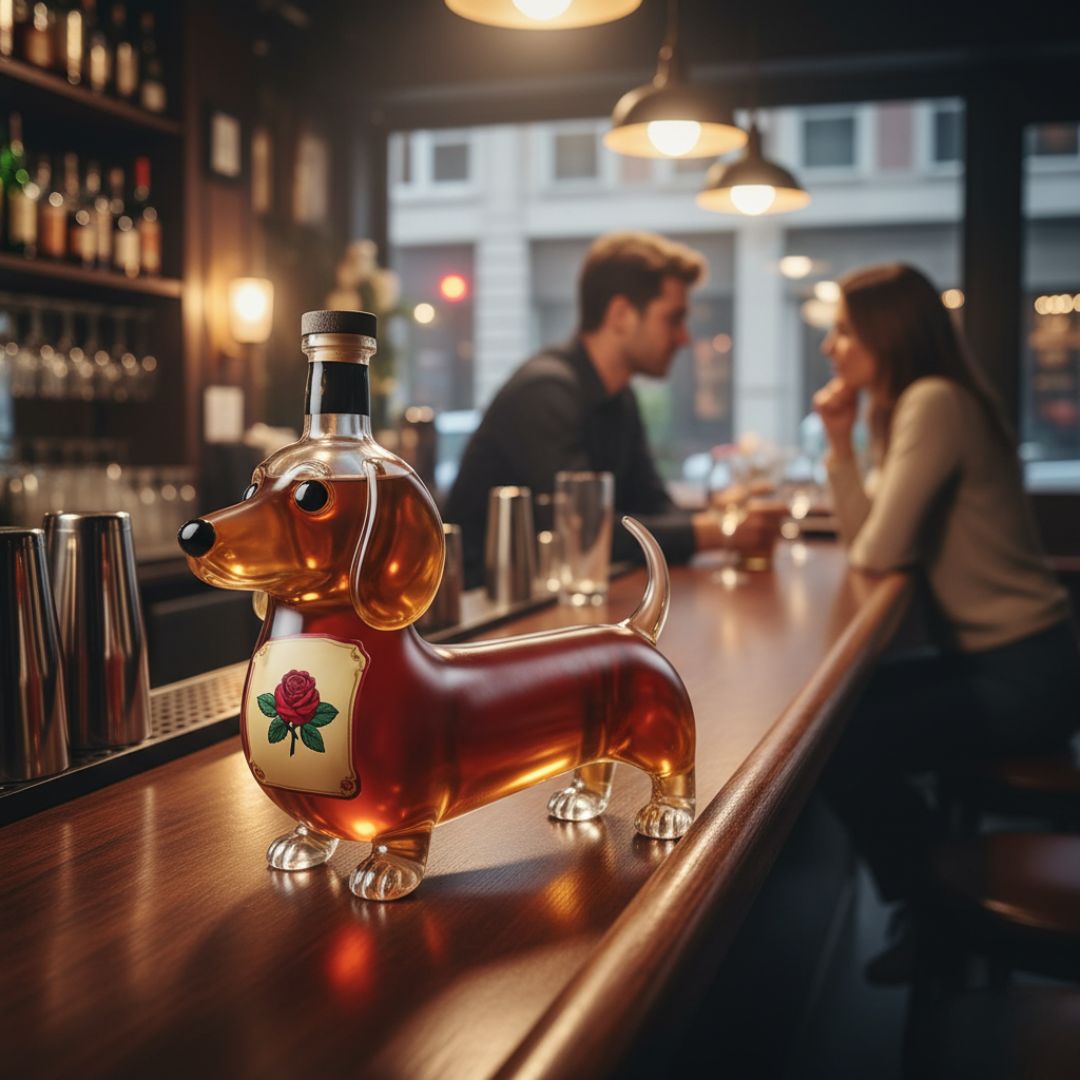 Handgefertigte Flasche aus Glas in Hundeform – Hundeliebhaber lieben sie