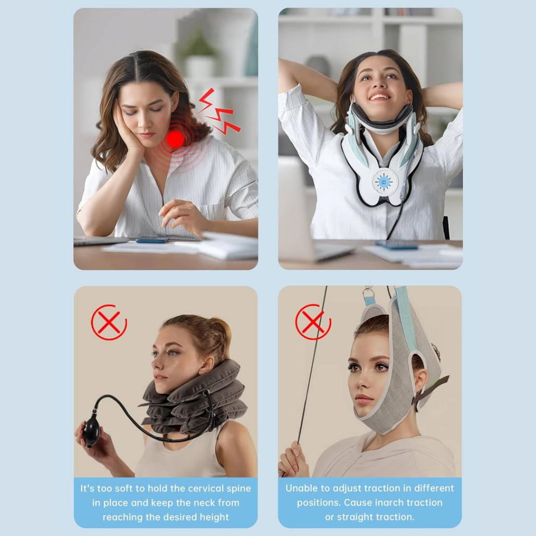 kaufsy | Nackenstrecker zur Schmerzlinderung - Verstellbares zervikales Traktionsgerät Ideal bei Nackenspannung und Unbehagen