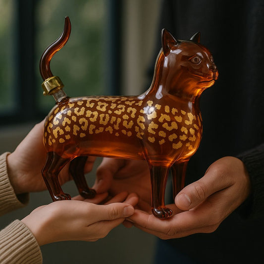 Handgefertigte Flasche aus Glas in Katzenform - Katzenliebhaber lieben sie