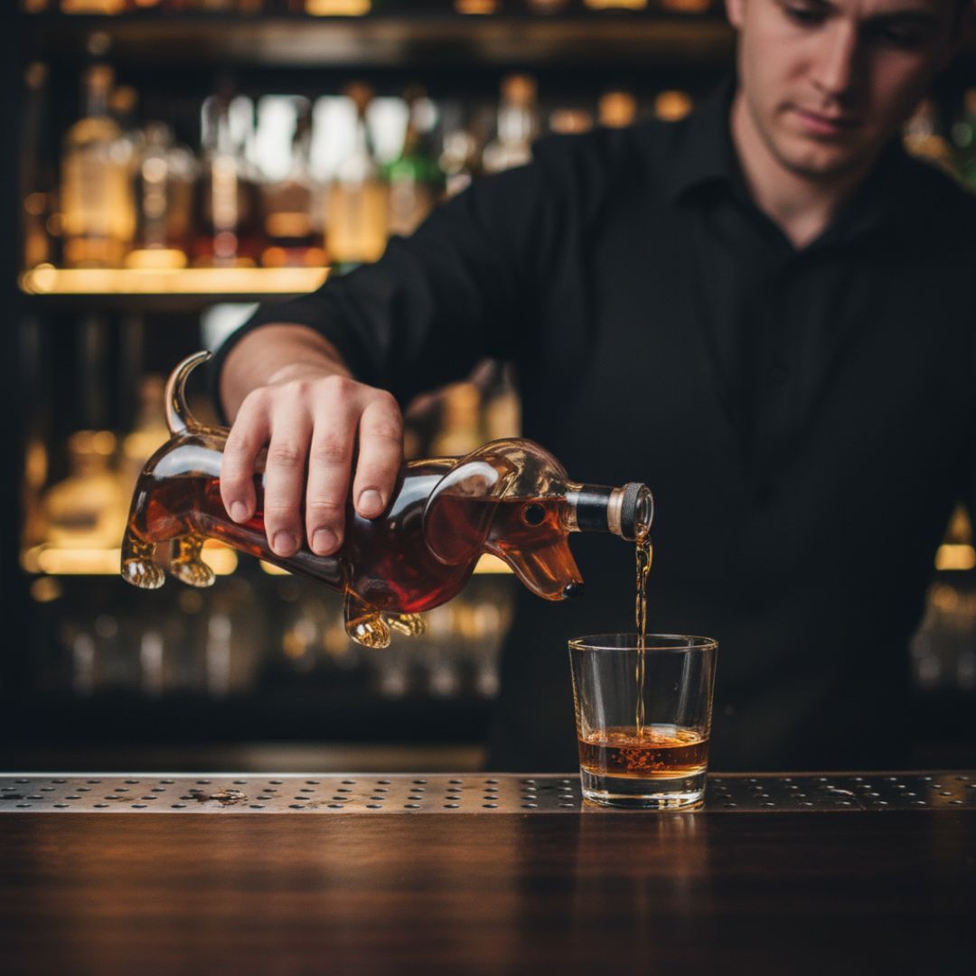 Handgefertigte Flasche aus Glas in Hundeform – Hundeliebhaber lieben sie