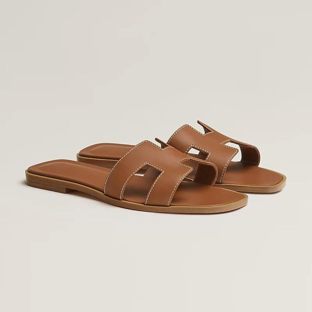 Ledersandalen flach, mit Cut-Out Riemen, sommerlich & bequem