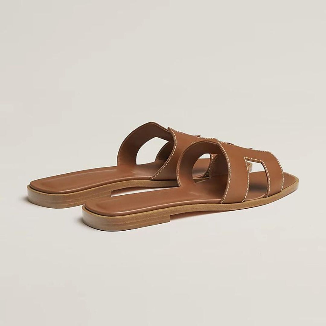 Ledersandalen flach, mit Cut-Out Riemen, sommerlich & bequem