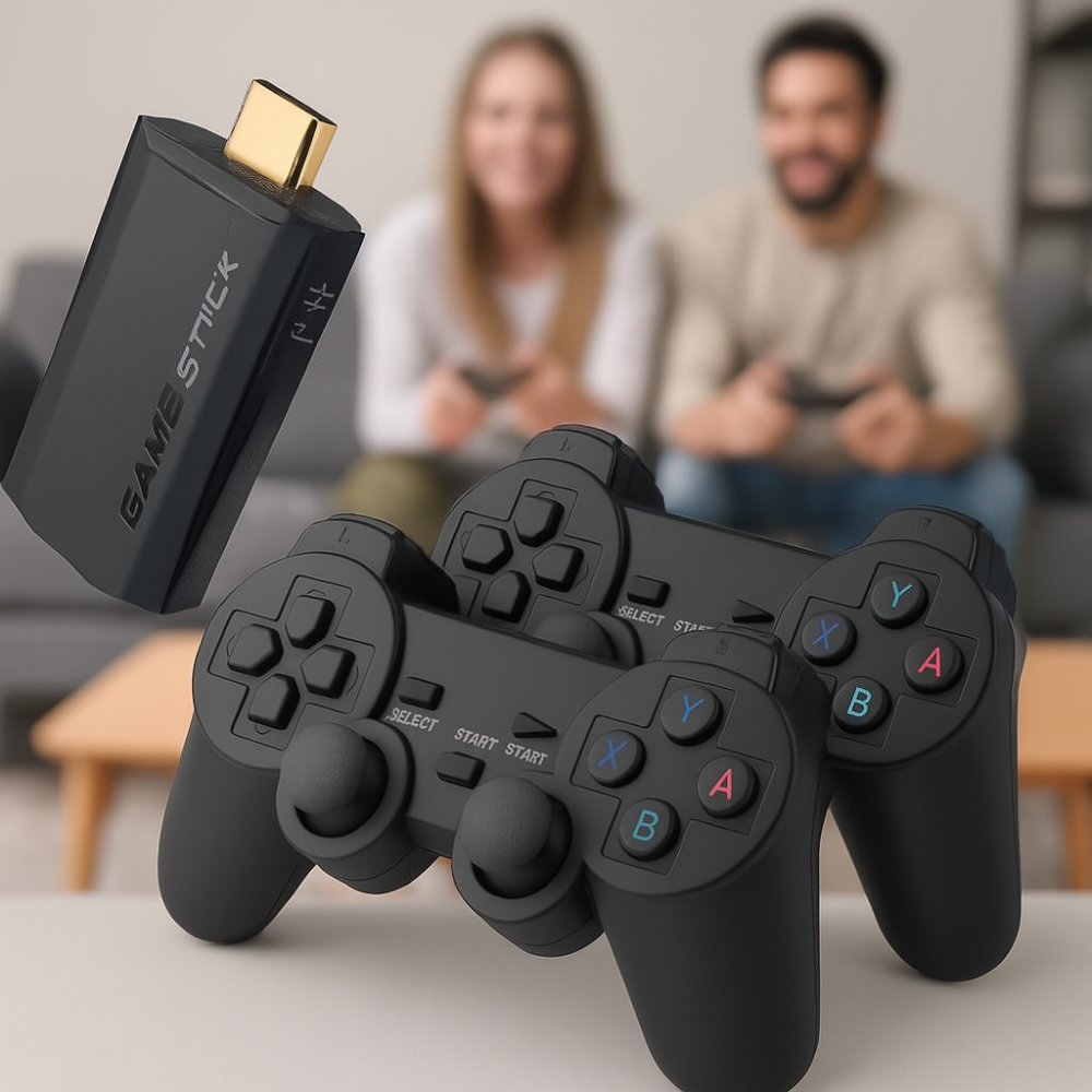 4K Retro Spielekonsole, Stick & Dual Wireless Controller Set