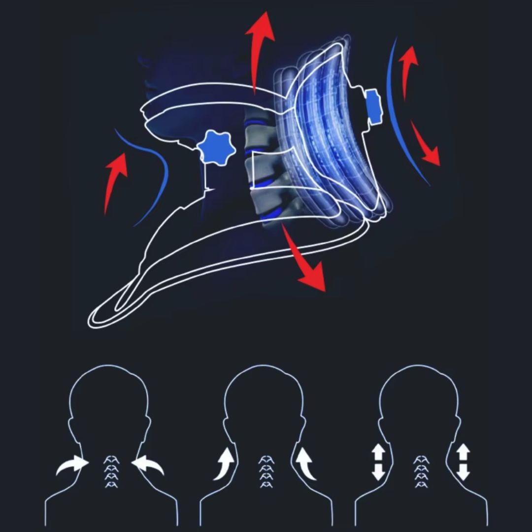 kaufsy | Nackenstrecker zur Schmerzlinderung - Verstellbares zervikales Traktionsgerät Ideal bei Nackenspannung und Unbehagen