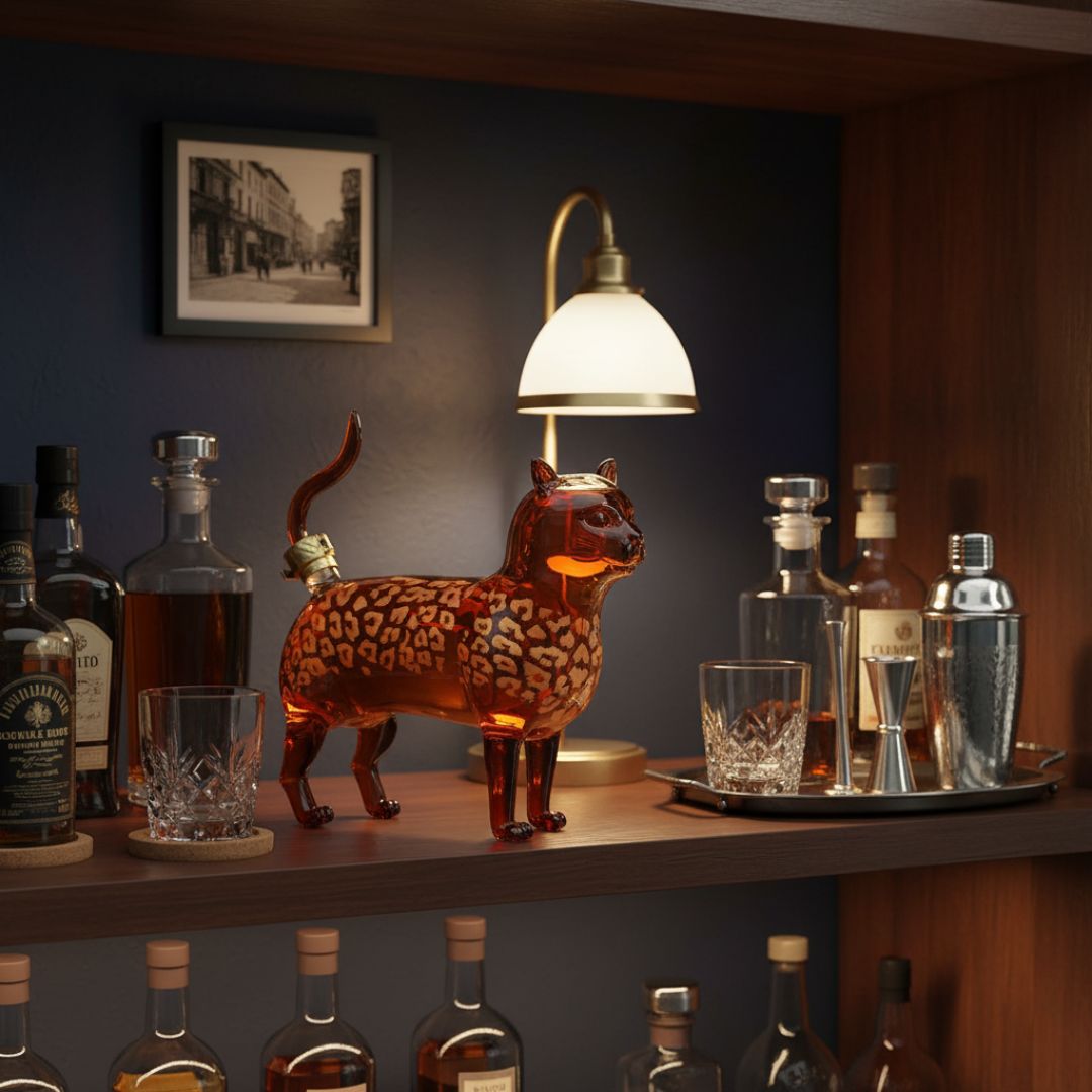 Handgefertigte Flasche aus Glas in Katzenform - Katzenliebhaber lieben sie