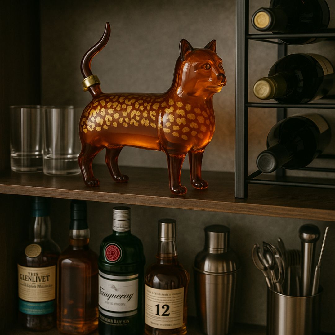 Handgefertigte Flasche aus Glas in Katzenform - Katzenliebhaber lieben sie