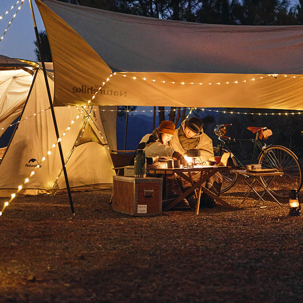 2-in-1 LED Camping-Lampe & Lichterkette, USB wiederaufladbar, Outdoor