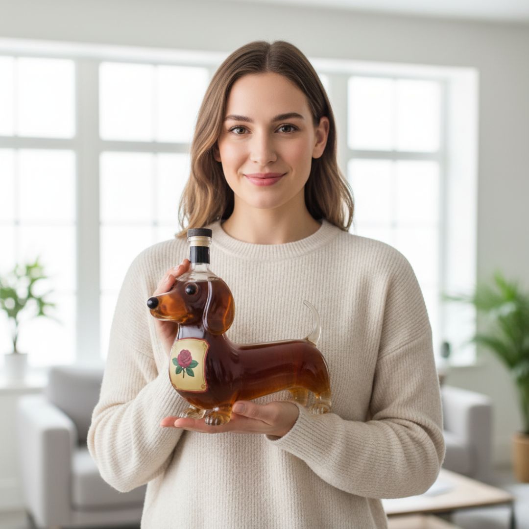 Handgefertigte Flasche aus Glas in Hundeform – Hundeliebhaber lieben sie