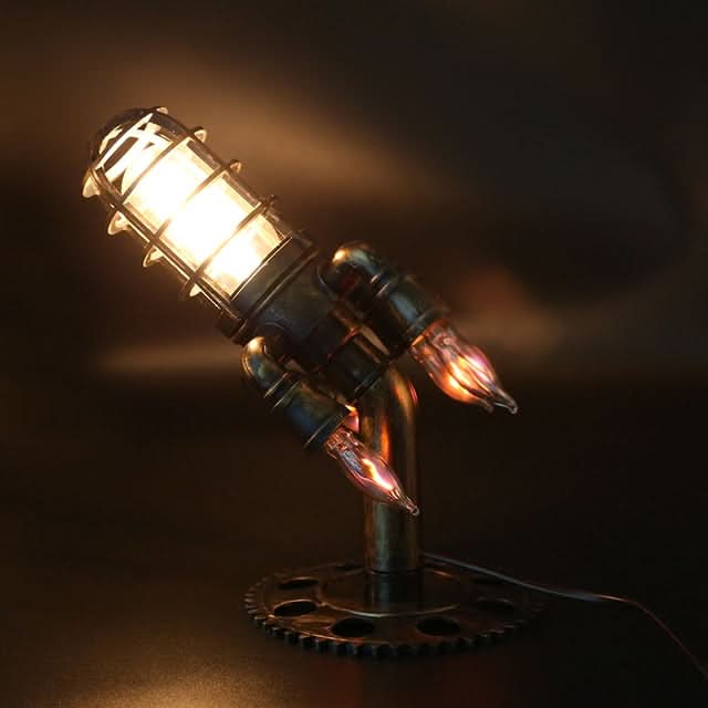kaufsy | Steampunk-Rakete Tischlampe mit Flammenlicht