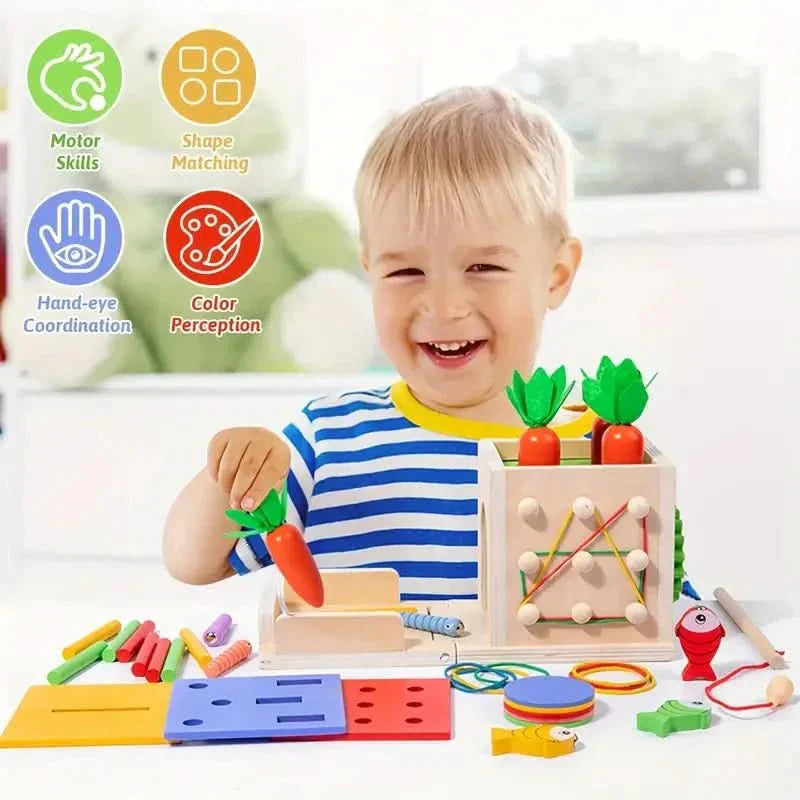 kaufsy | 8-in-1 Montessori Spielbox für Babys - Fördert Entwicklung und Kreativität