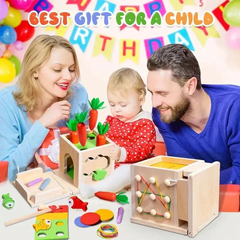 kaufsy | 8-in-1 Montessori Spielbox für Babys - Fördert Entwicklung und Kreativität