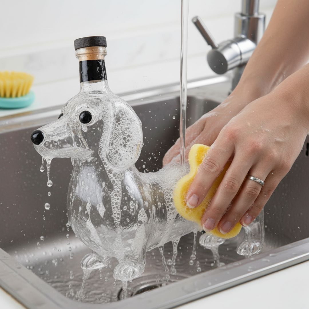 Handgefertigte Flasche aus Glas in Hundeform – Hundeliebhaber lieben sie