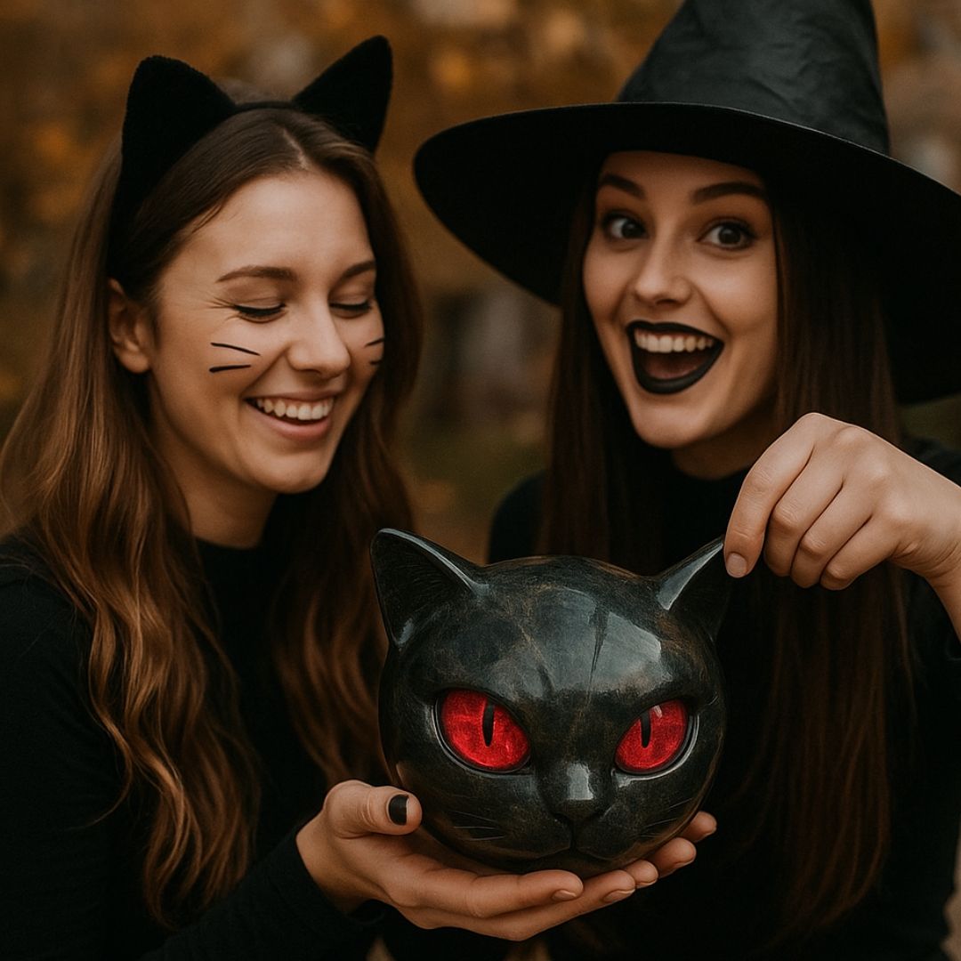 Mystica – Die schwarze Wächterkatze aus Stein