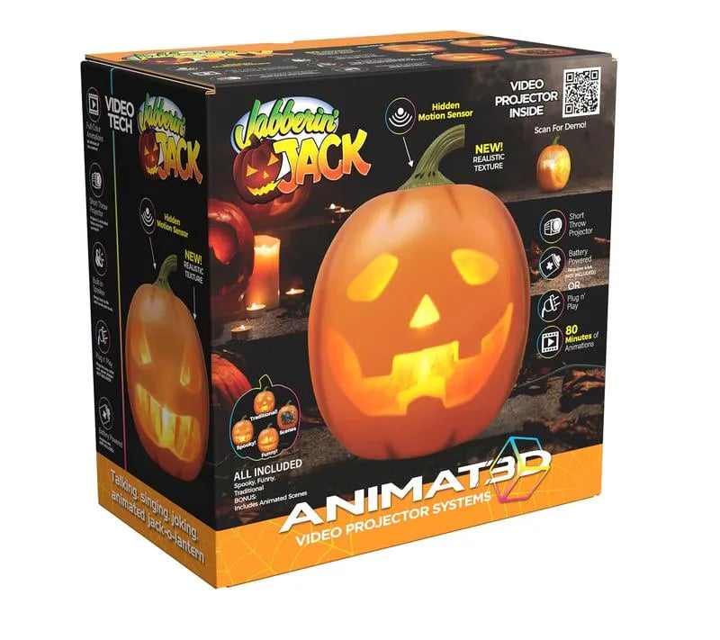 Animierter Singender Halloween Kürbis, Bewegungssensor, Projektionsgesicht