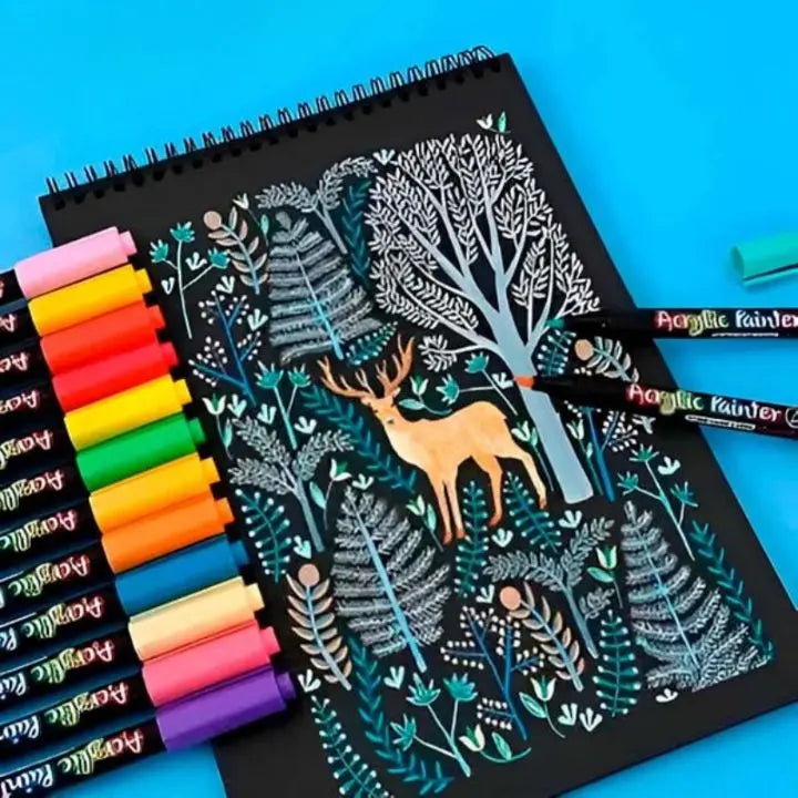 kaufsy | Acrylmarker-Set (12 Farben) – Wasserfest für Kunst & DIY