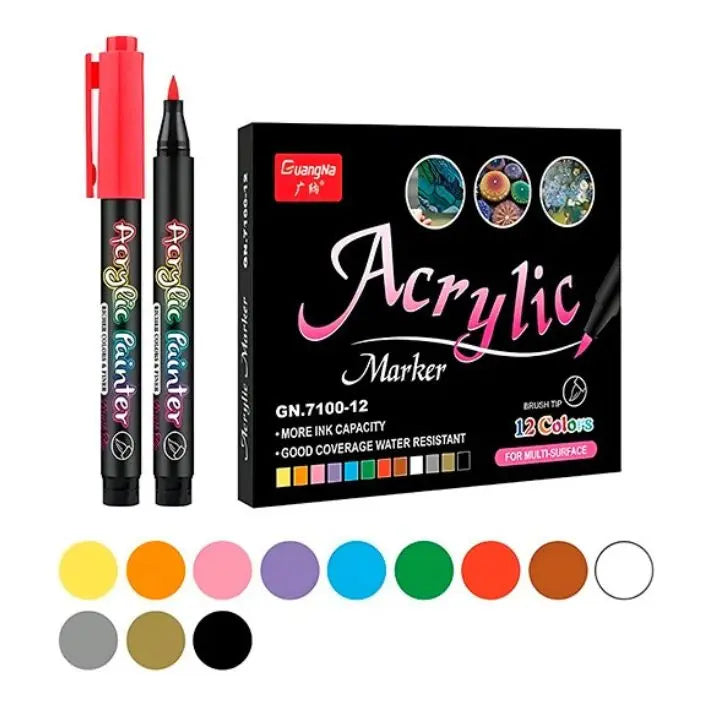 kaufsy | Acrylmarker-Set (12 Farben) – Wasserfest für Kunst & DIY