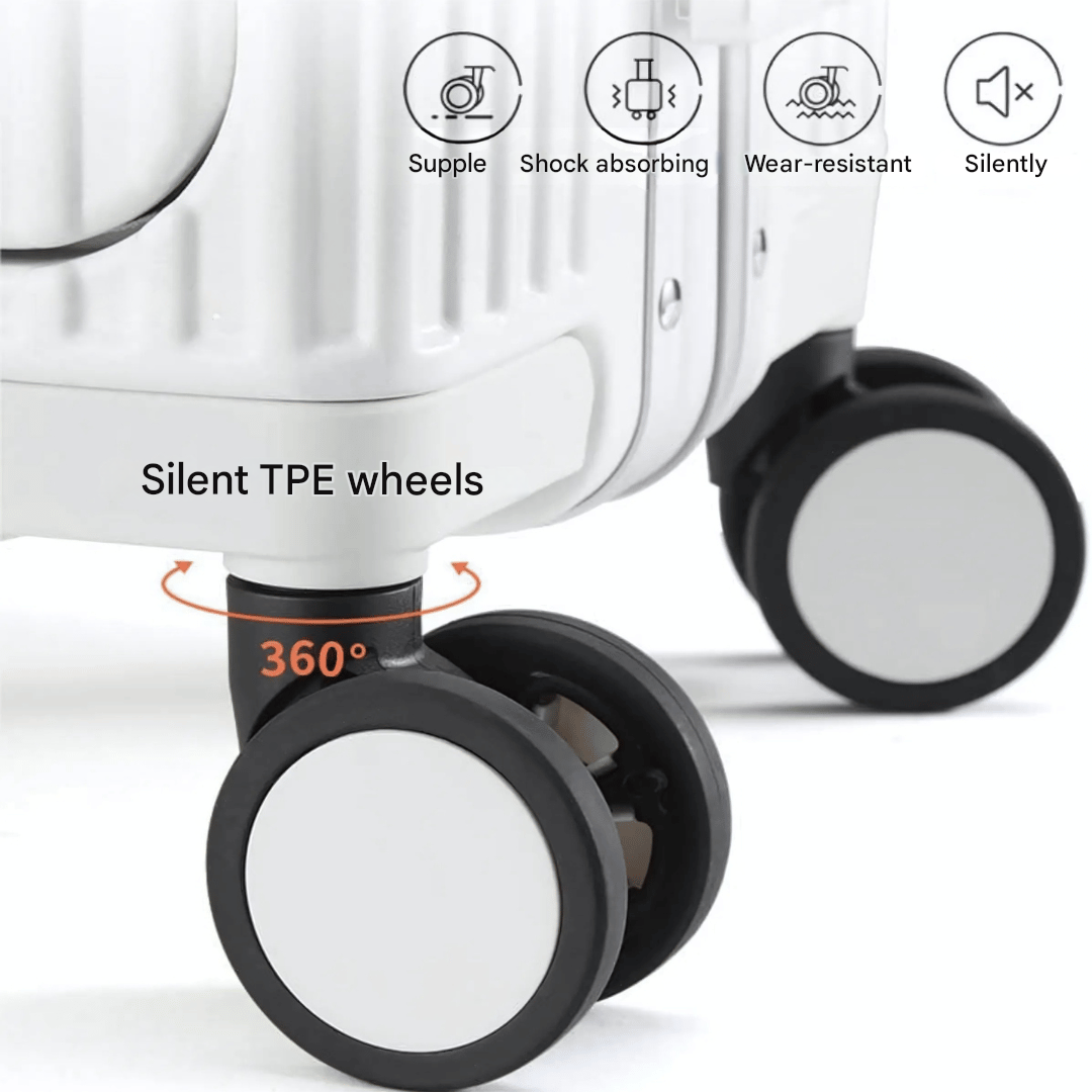 kaufsy | Manhattan Pro – Hartschalen-Handgepäckkoffer mit Aluminiumrahmen, Laptopfach und USB-Anschlüssen