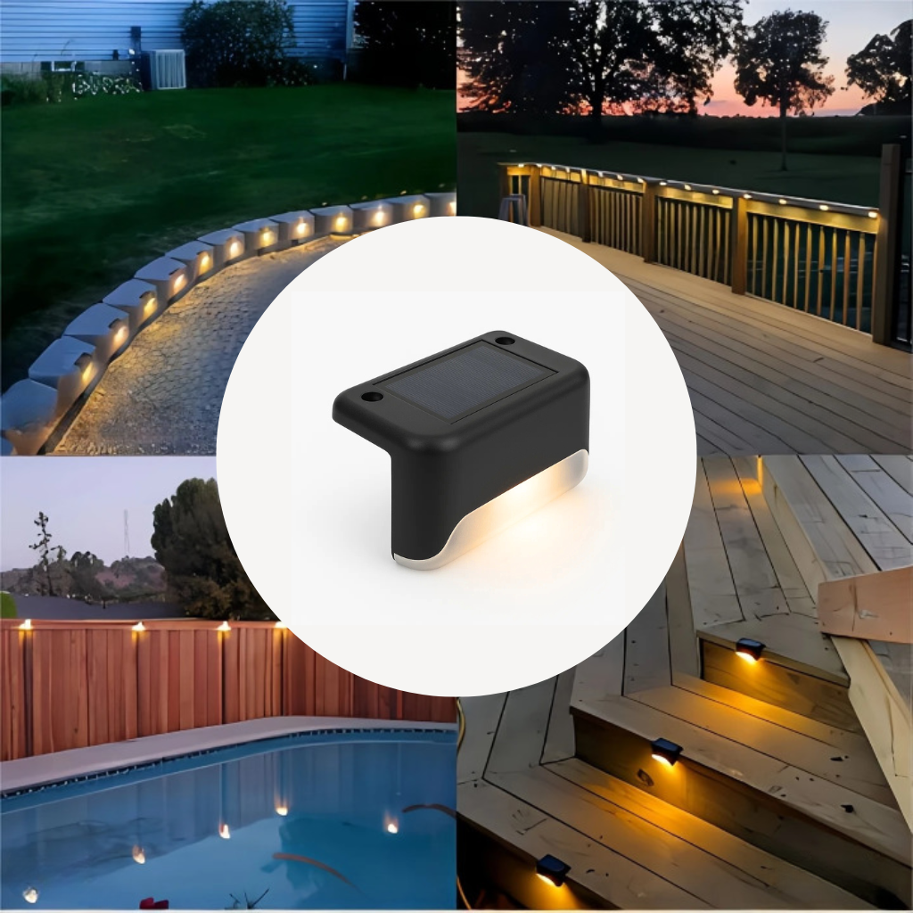 Warmweiße LED Solar-Stufenlichter, wasserdicht, Garten & Terrasse
