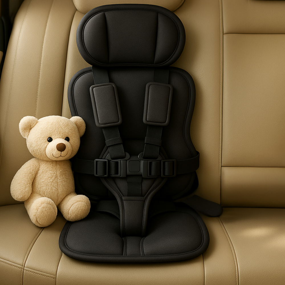 Booster Sitz mit Sicherheitsgurt, gepolstert, tragbar, kompakt für Auto