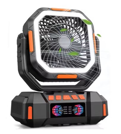 kaufsy | Wiederaufladbarer Campingventilator mit 40000mAh Akku & LED Laterne – F22