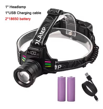 kaufsy | Wiederaufladbare LED Stirnlampe mit Weiß-, Rot- und Grünlicht – Leistungsstarke Kopflampe mit USB und Akku