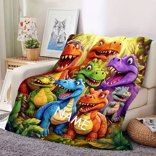 Dinosaurier Geschenk Decke mit personalisiertem Namen für Kinder