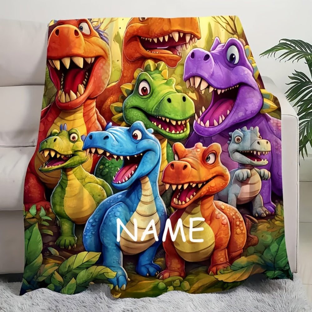 Dinosaurier Geschenk Decke mit personalisiertem Namen für Kinder