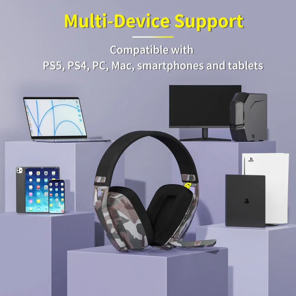 Binnune – Kabelloses Gaming-Headset 2,4 GHz & BT – PS5, PS4 & PC