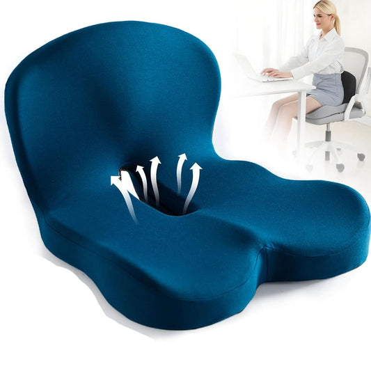 kaufsy | Ergonomisches Sitzkissen mit Lendenstütze für Büro, Auto & Reisen