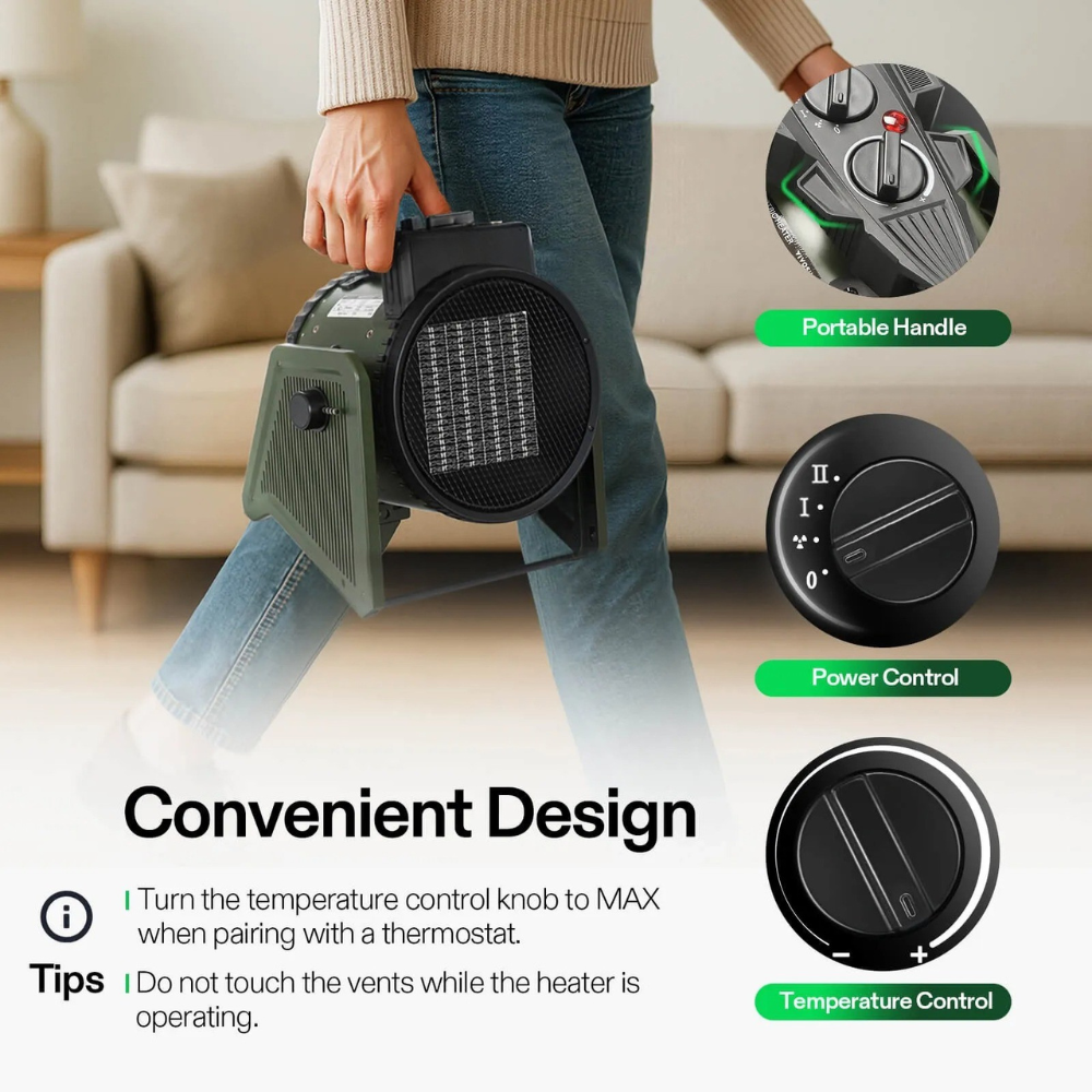 Elektrischer Raumheizer, verstellbarer Thermostat, Gewächshaus & Home