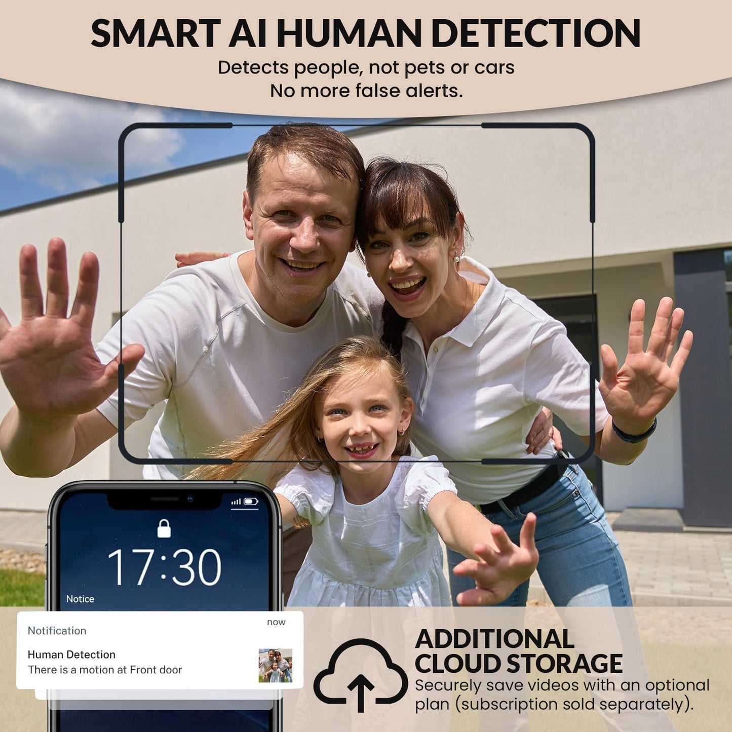 Kabellose Video-Türklingel mit KI-Bewegungserkennung & Audio