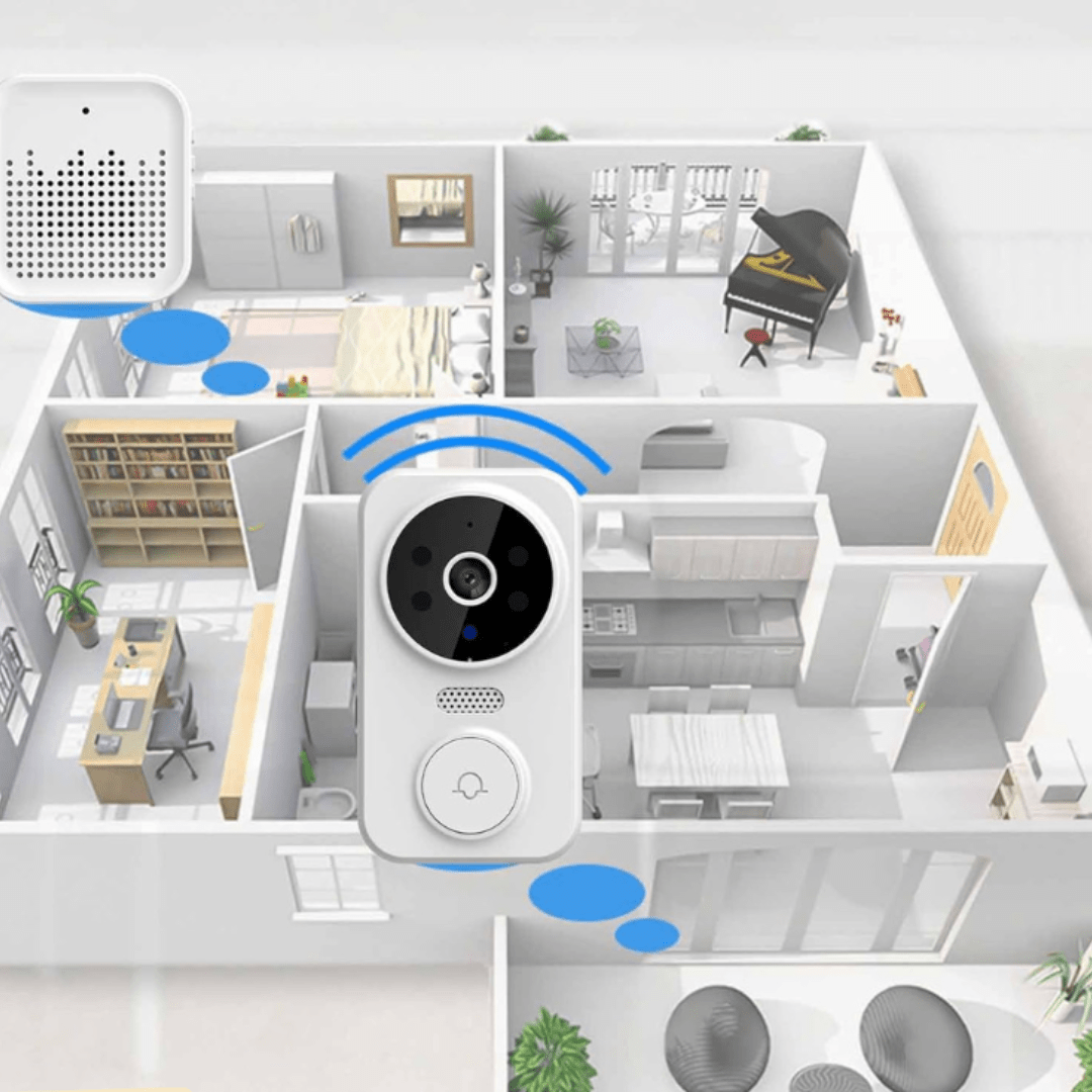 kaufsy | Drahtlose HD-Videotürklingel mit Bewegungserkennung & Zwei-Wege-Audio