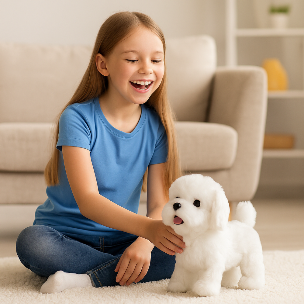 Interaktiver Roboterhund, realistischer laufender und bellender Welpe