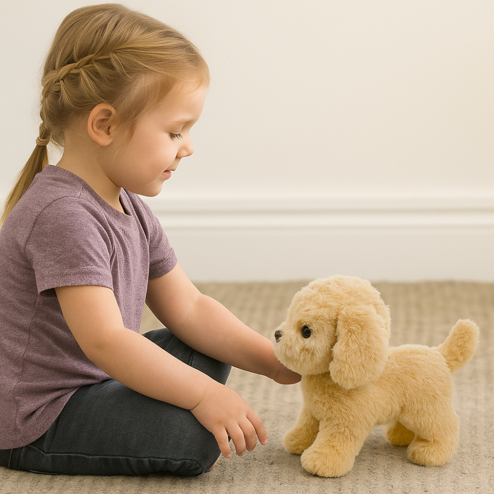 Interaktiver Roboterhund, realistischer laufender und bellender Welpe