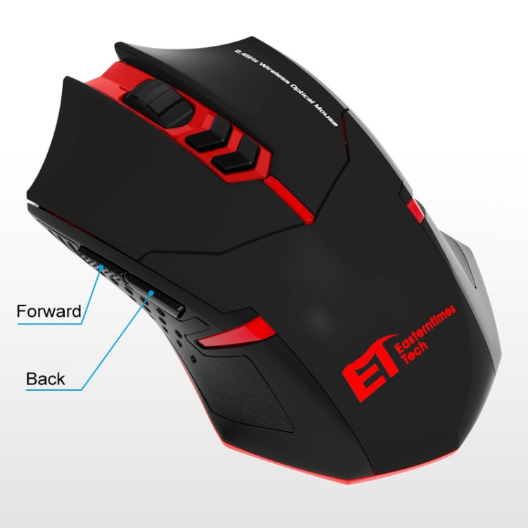 kaufsy | ET X-08 7-Tasten 2400DPI 2.4G Wireless Stille Gaming Maus mit USB-Empfänger & Farbige Hintergrundbeleuchtung (Schwarz)