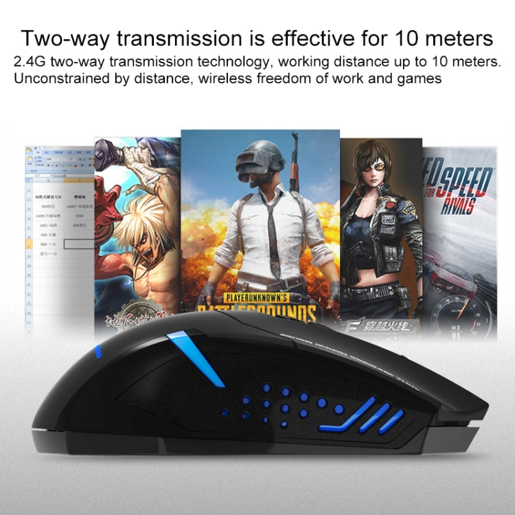 kaufsy | ET X-08 7-Tasten 2400DPI 2.4G Wireless Stille Gaming Maus mit USB-Empfänger & Farbige Hintergrundbeleuchtung (Schwarz)