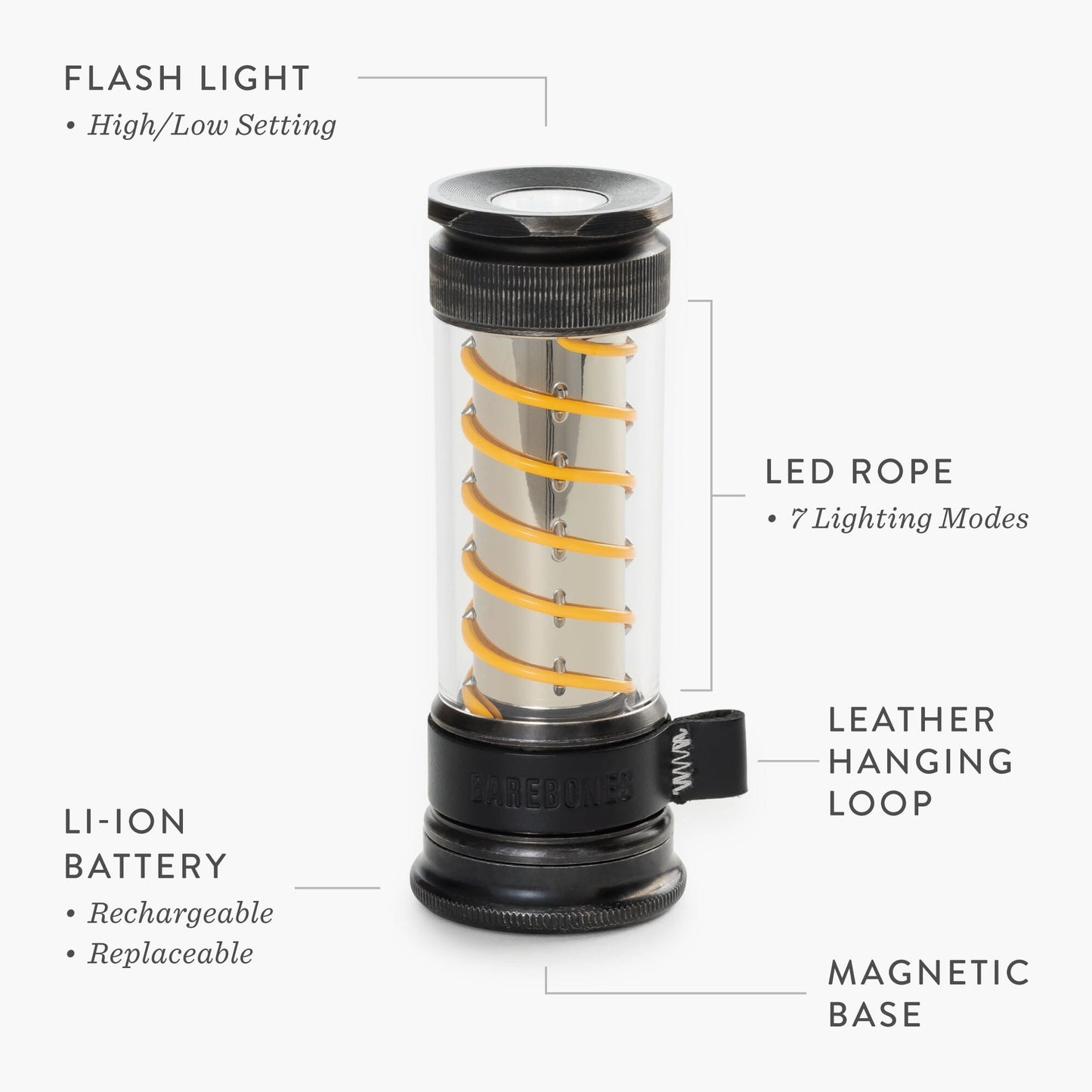 Edison Light Stick – Mehrzweck-Laterne und Taschenlampe mit USB-C-Aufladung und 7 Leuchtmodi