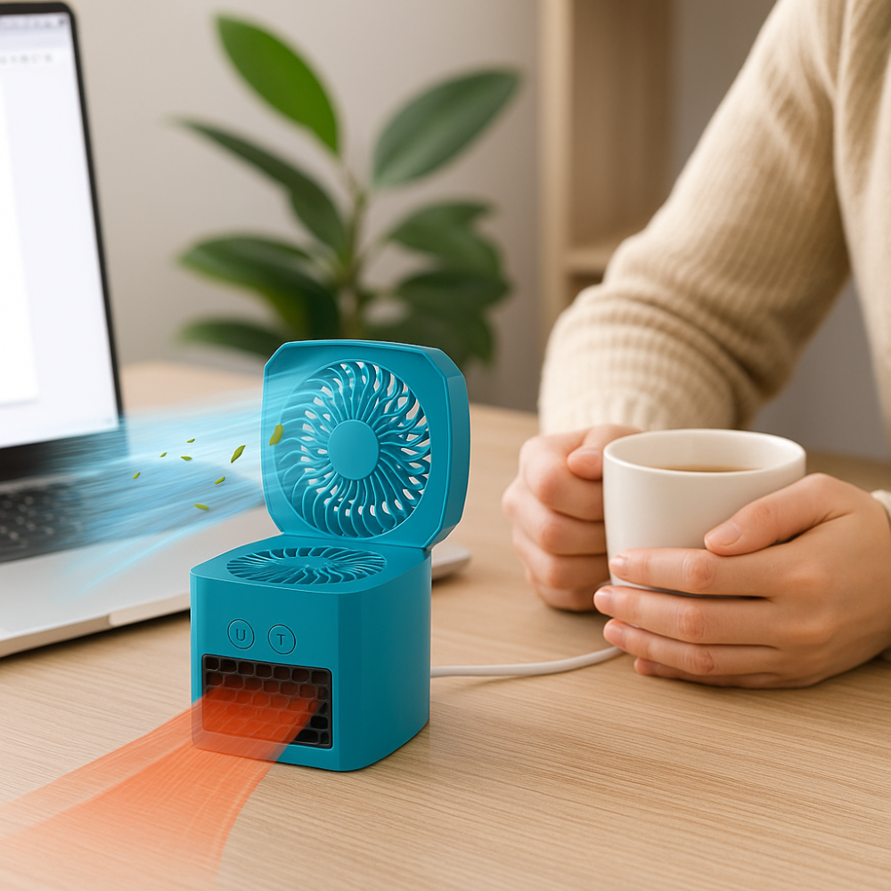 Mini Elektroheizer & Kühlventilator, tragbarer Desktop-Heizer