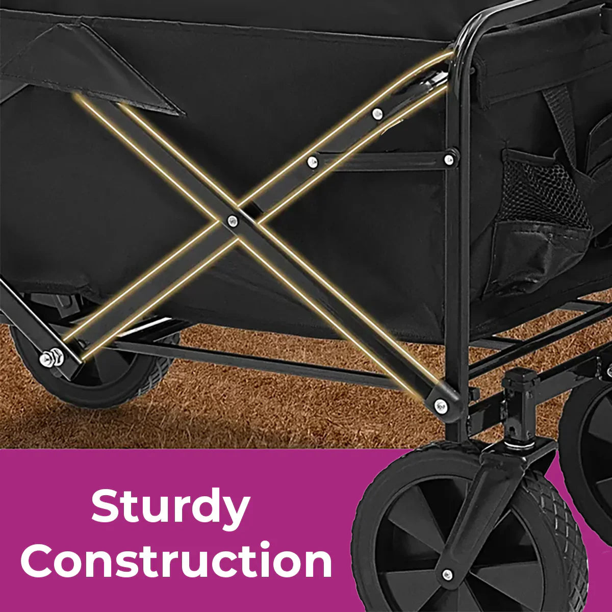 Faltbarer Gartenwagen, 150kg Traglast, Teleskopgriff, 360° Räder, Outdoor